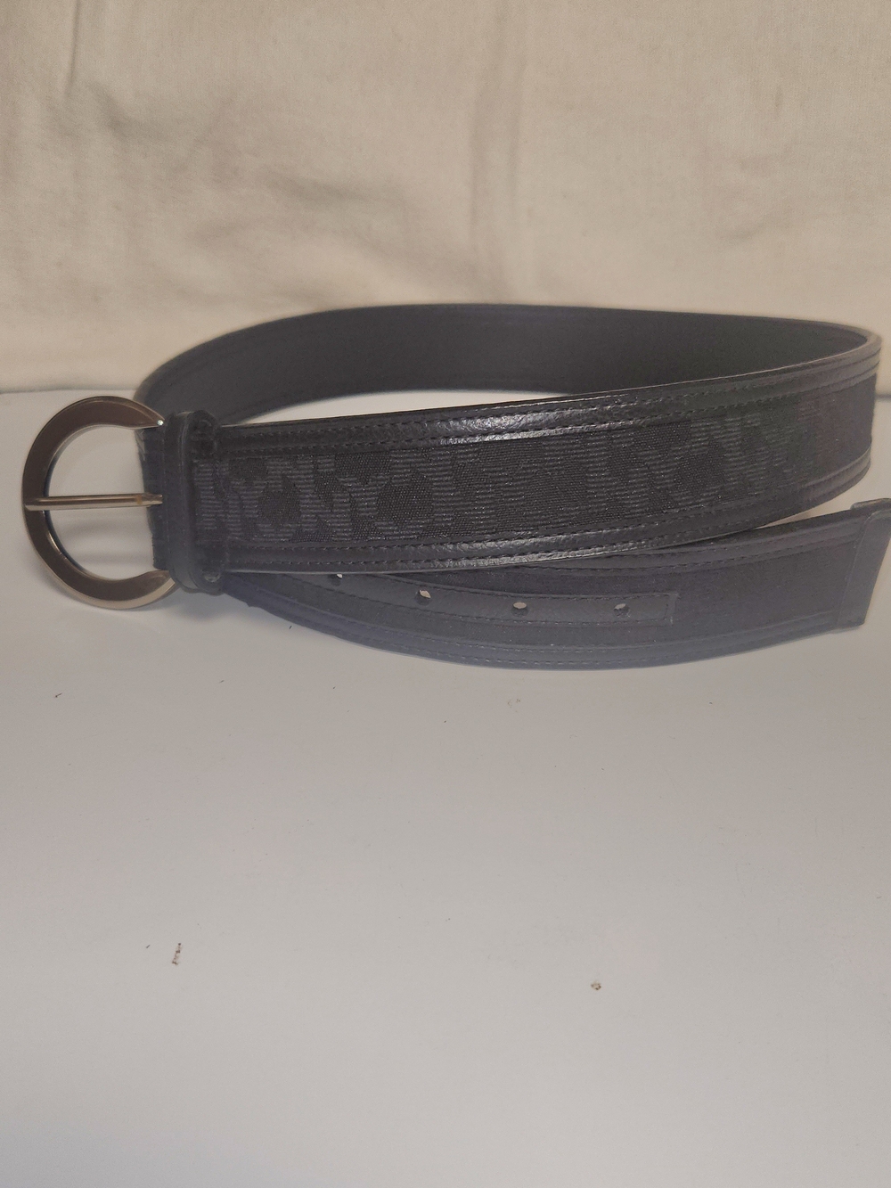 New York & Company Black Logo-Trim Round-Buckle Women's Belt
